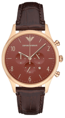 Emporio Armani Classic Chronograph Burgundy Dial Brown Leather Strap Watch For Men - AR1890 Watches Emporio Armani   