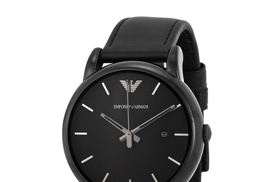 Emporio Armani Classic Black Dial Black Leather Strap Watch For Men - AR1732 Watches Emporio Armani   