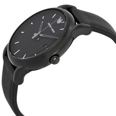 Emporio Armani Classic Black Dial Black Leather Strap Watch For Men - AR1732 Watches Emporio Armani   