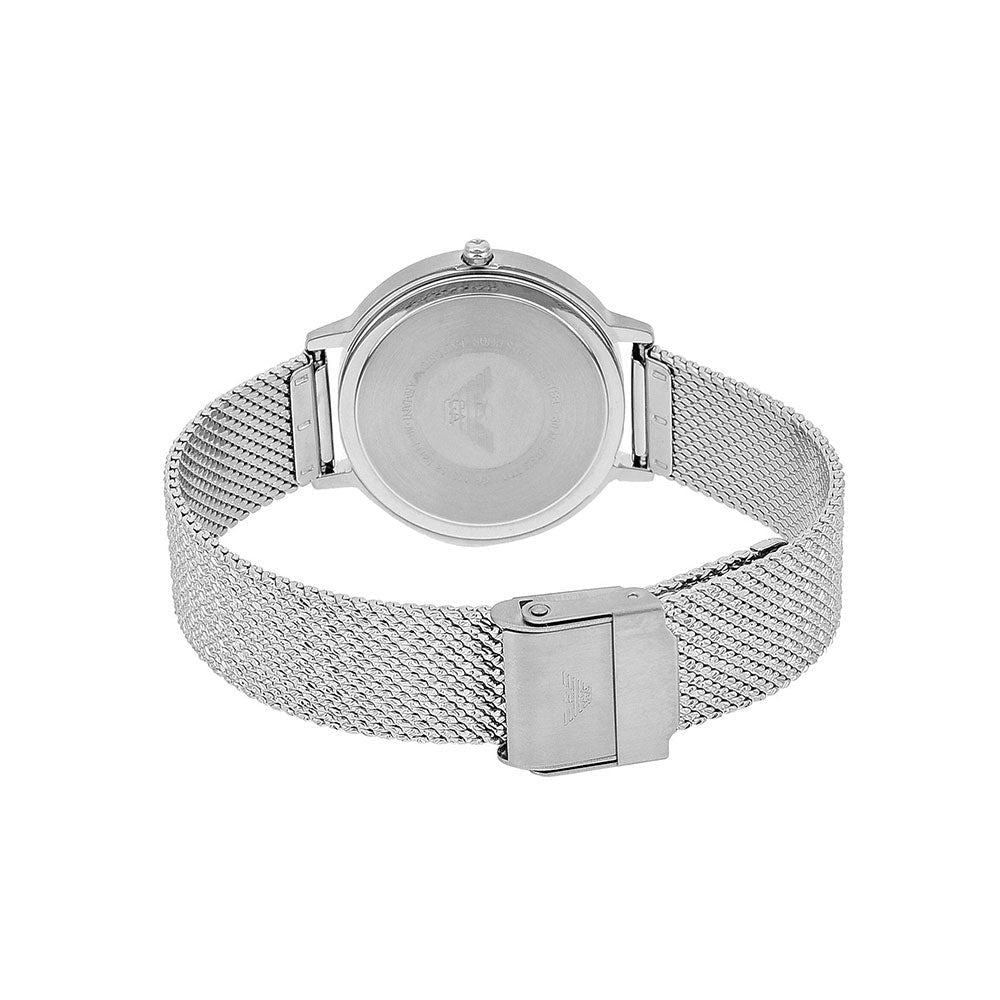 Emporio Armani Kappa Silver Dial Silver Mesh Bracelet Watch For Women - AR11128 Watches Emporio Armani   