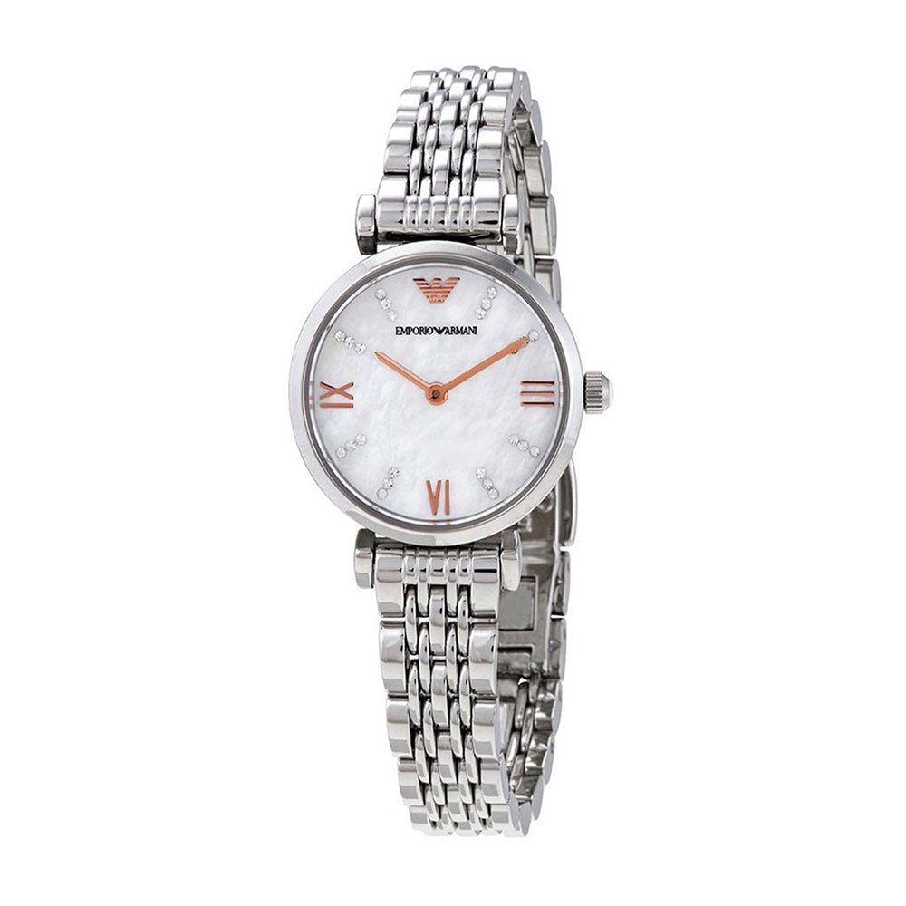 Emporio Armani Donna Mother of Pearl Dial Silver Stainless Steel Watch For Women - AR11204 Watches Emporio Armani   