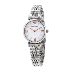 Emporio Armani Donna Mother of Pearl Dial Silver Stainless Steel Watch For Women - AR11204 Watches Emporio Armani   