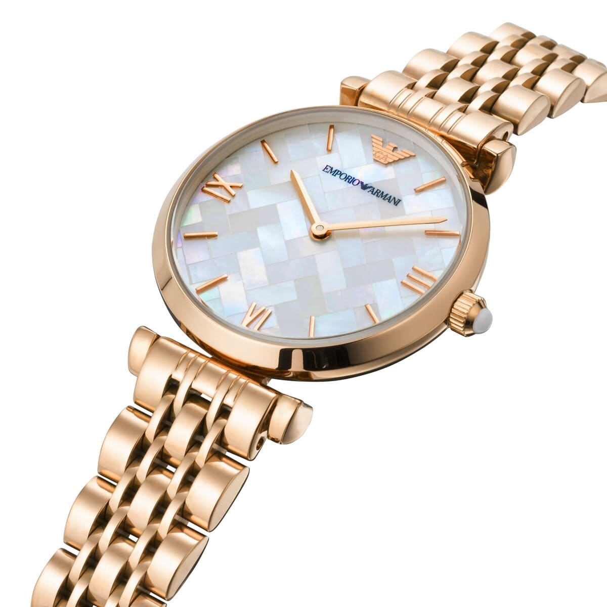 Emporio Armani Mother of Pearl Dial Rose Gold Stainless Steel Watch For Women - AR11110 Watches Emporio Armani   