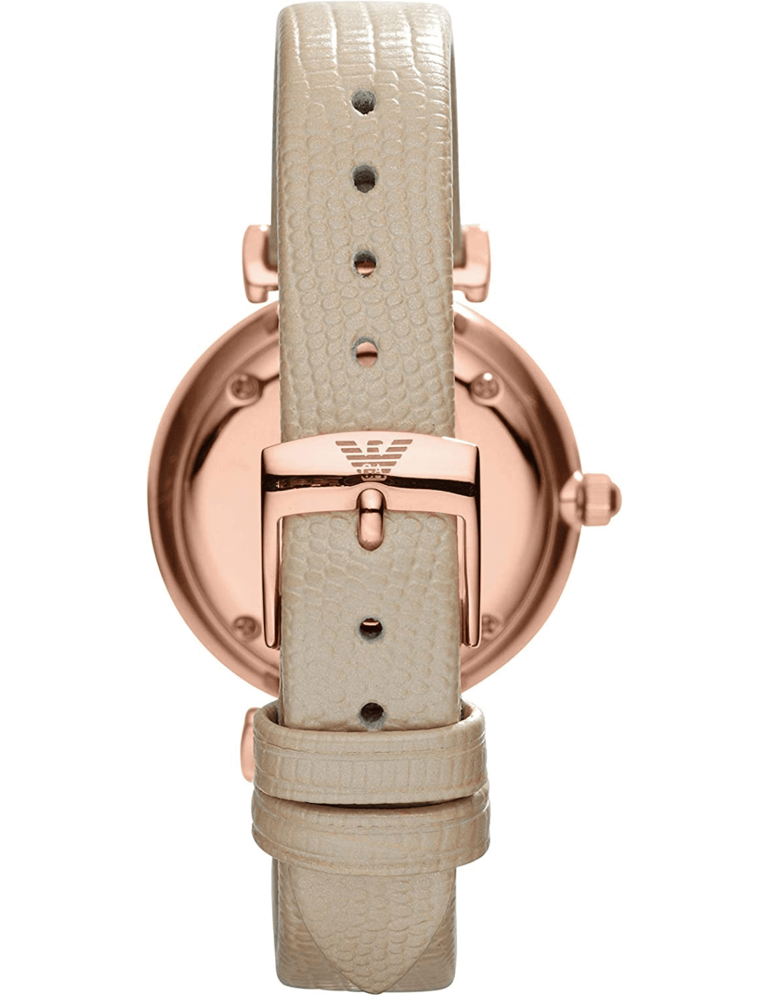 Emporio Armani Gianni T Bar Gunmetal Dial Beige Leather Strap Watch For Women - AR1681 Watches Emporio Armani   