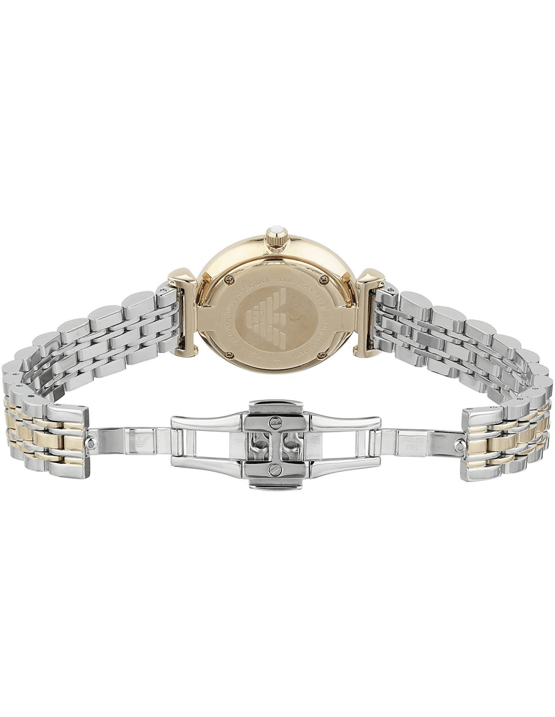 Emporio Armani T Bar Gianni Classic Mother Of Pearl Dial Two Tone Stainless Steel Watch For Women - AR1683 Watches Emporio Armani   