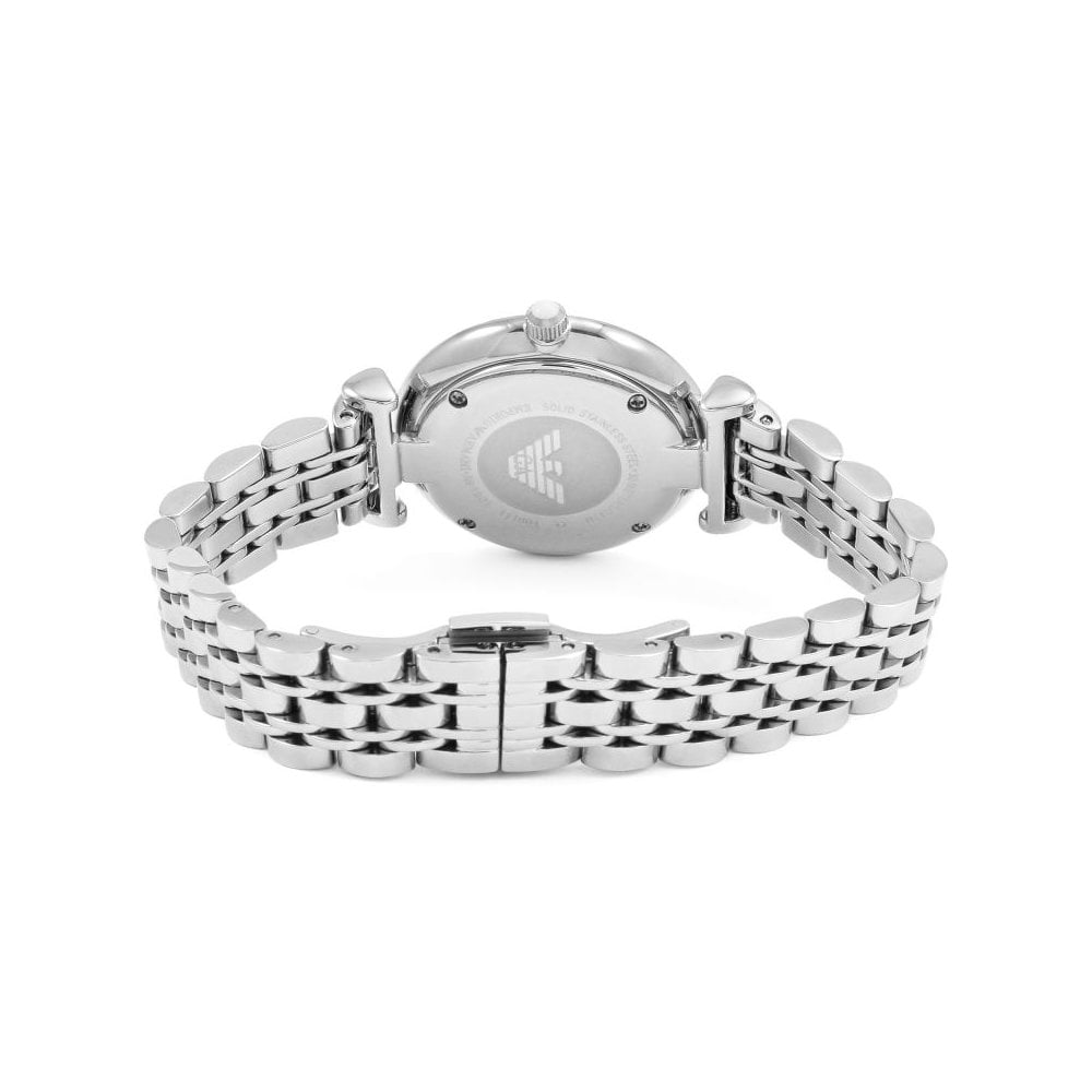 Emporio Armani Gianni T-Bar Mother of Pearl Dial Silver Stainless Steel Watch For Women - AR1908 Watches Emporio Armani   