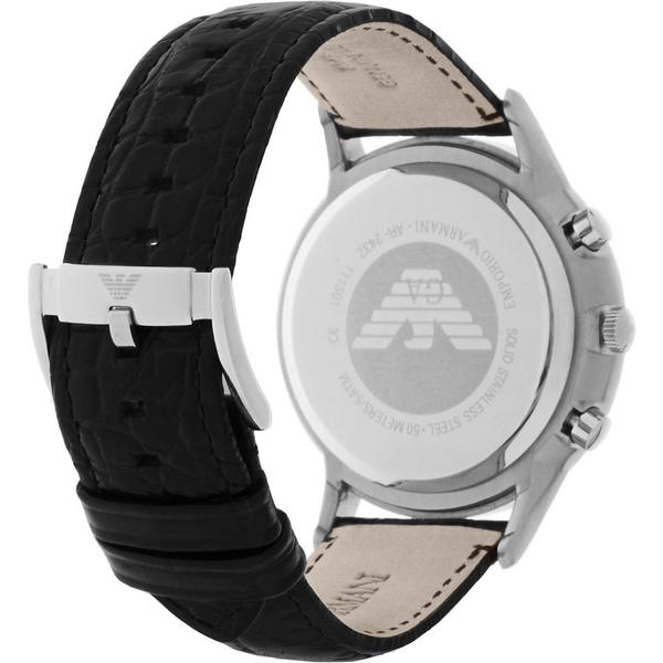 Emporio Armani Classic Chronograph Silver Dial Black Leather Strap Watch For Men - AR2432 Watches Emporio Armani   