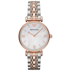 Emporio Armani T Bar Gianni Classic Mother Of Pearl Dial Two Tone Stainless Steel Watch For Women - AR1683 Watches Emporio Armani   