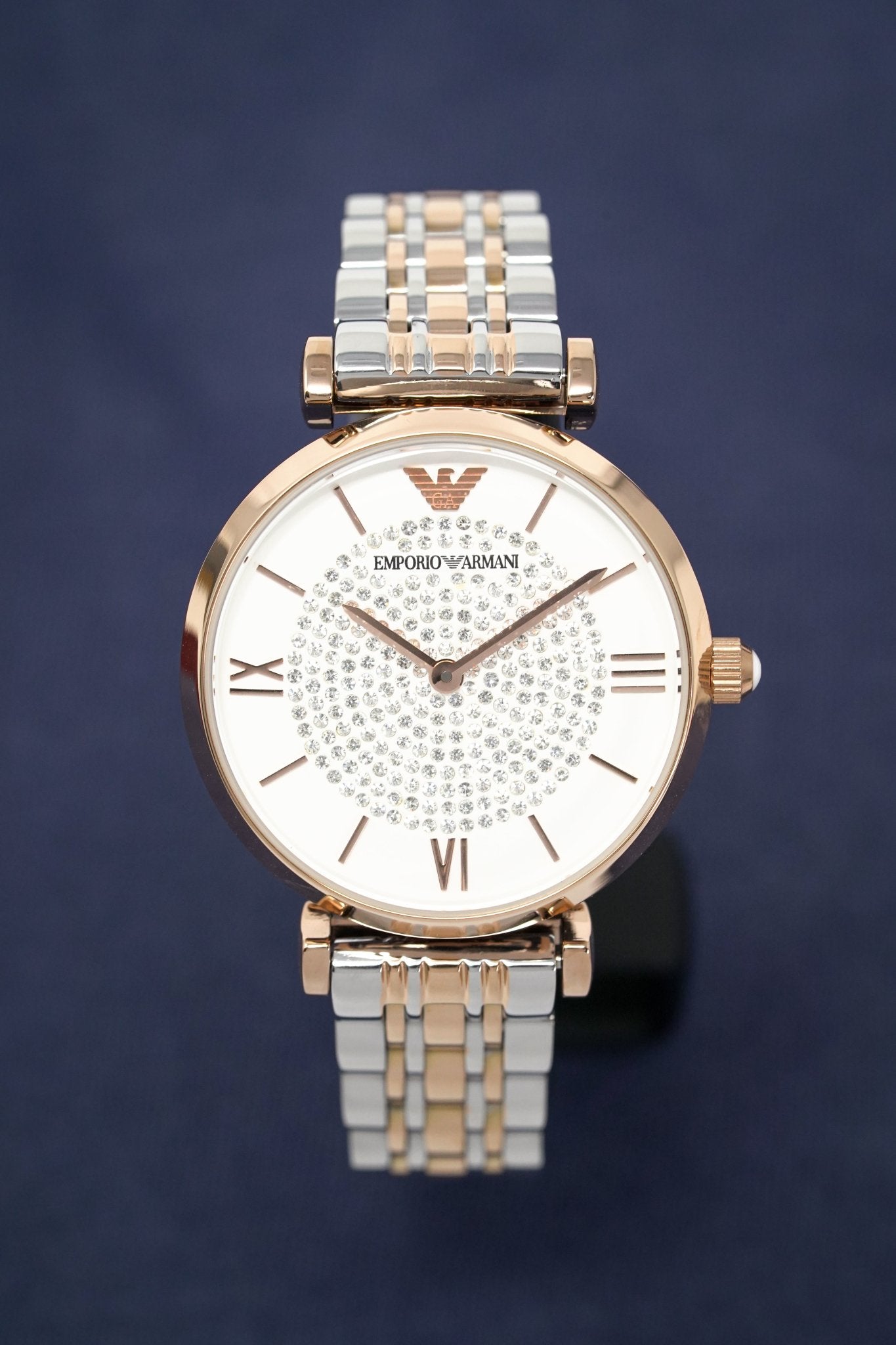 Emporio Armani Gianni T Bar White Dial Two Tone Stainless Steel Watch For Women - AR1926 Watches Emporio Armani   