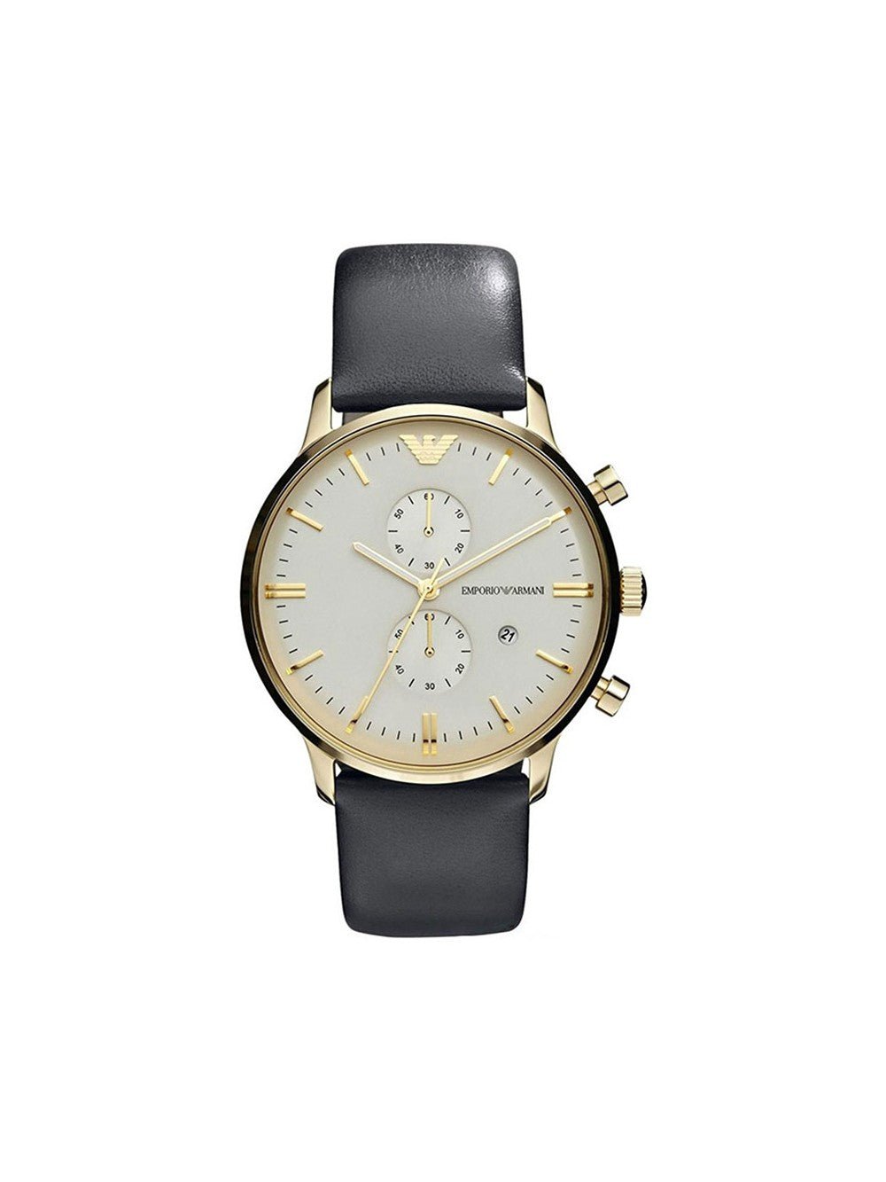 Emporio Armani Gianni Beige Dial Grey Leather Strap Watch For Men - AR0386 Watches Emporio Armani   