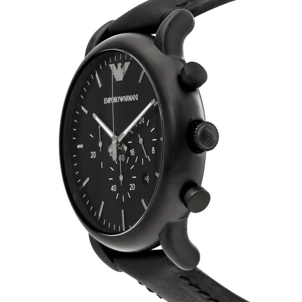 Emporio Armani Luigi Chronohraph Black Dial Black Leather Strap Watch For Men - AR1970 Watches Emporio Armani   