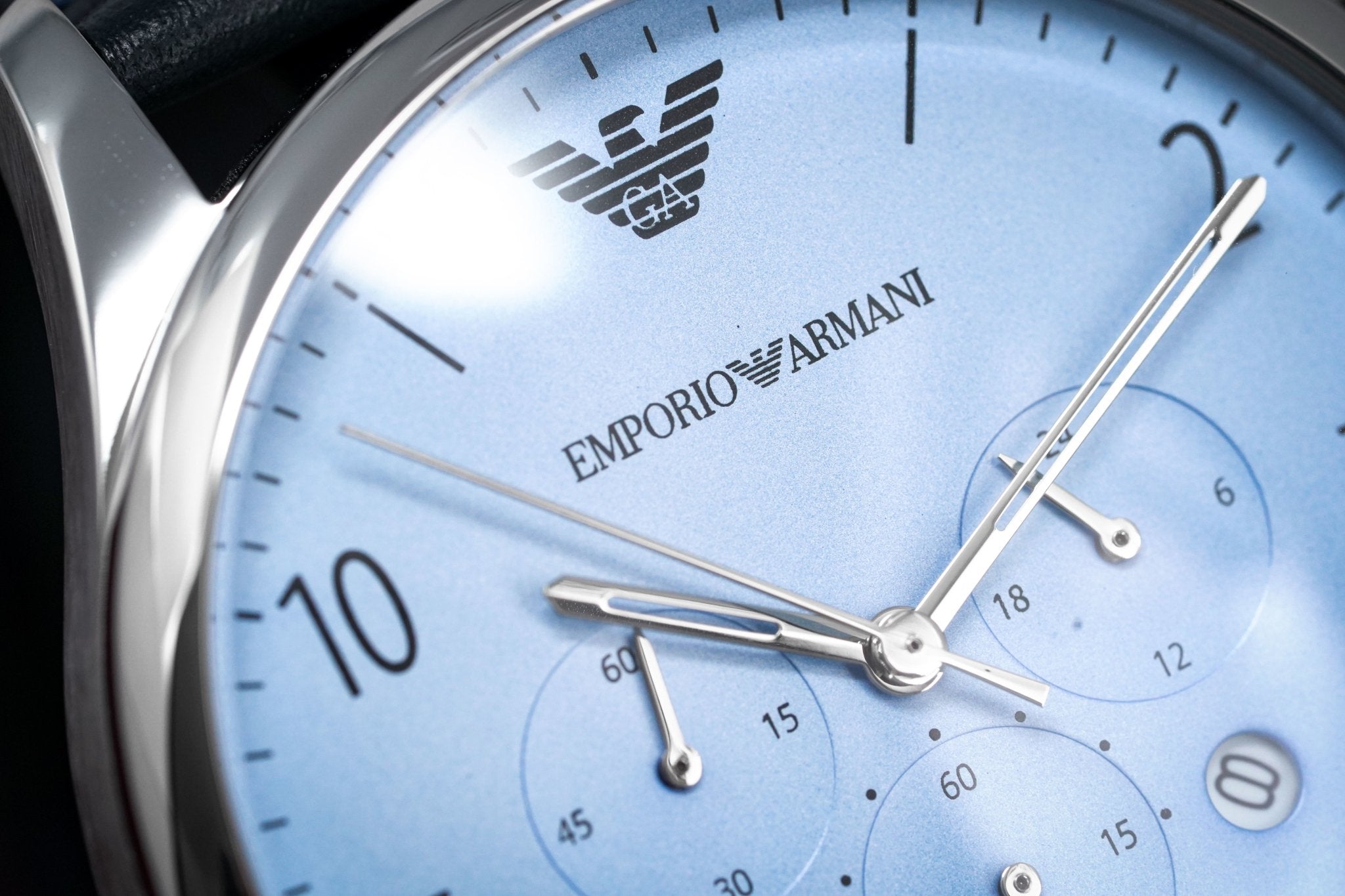 Emporio Armani Chronograph Blue Dial Blue Leather Strap Watch For Men - AR1889 Watches Emporio Armani   