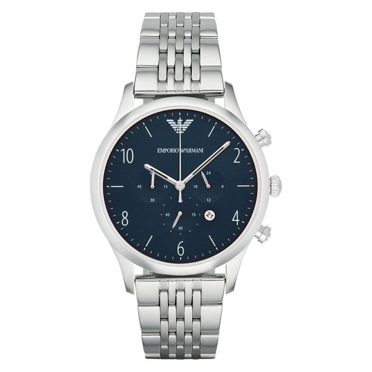 Emporio Armani Chronograph Blue Dial Silver Stainless Steel Watch For Men - AR1942 Watches Emporio Armani   