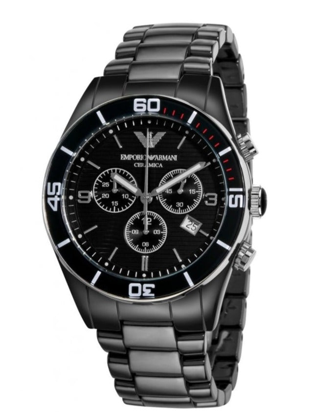 Emporio Armani Black Ceramic Chronograph Black Dial Watch For Men - AR1421 Watches Emporio Armani   