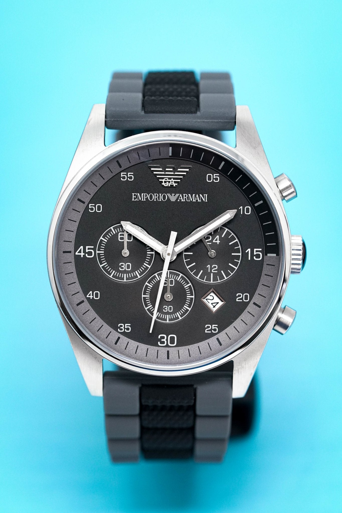 Emporio Armani Sportivo Black Dial Two Tone Ceramic Bracelet Watch For Men - AR5866 Watches Emporio Armani   