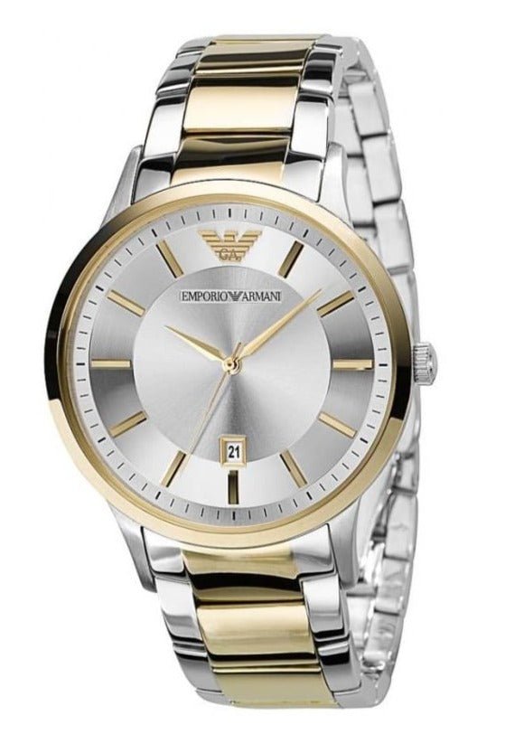 Emporio Armani Renato Silver Dial Two Tone Stainless Steel Watch For Men - AR2449 Watches Emporio Armani   