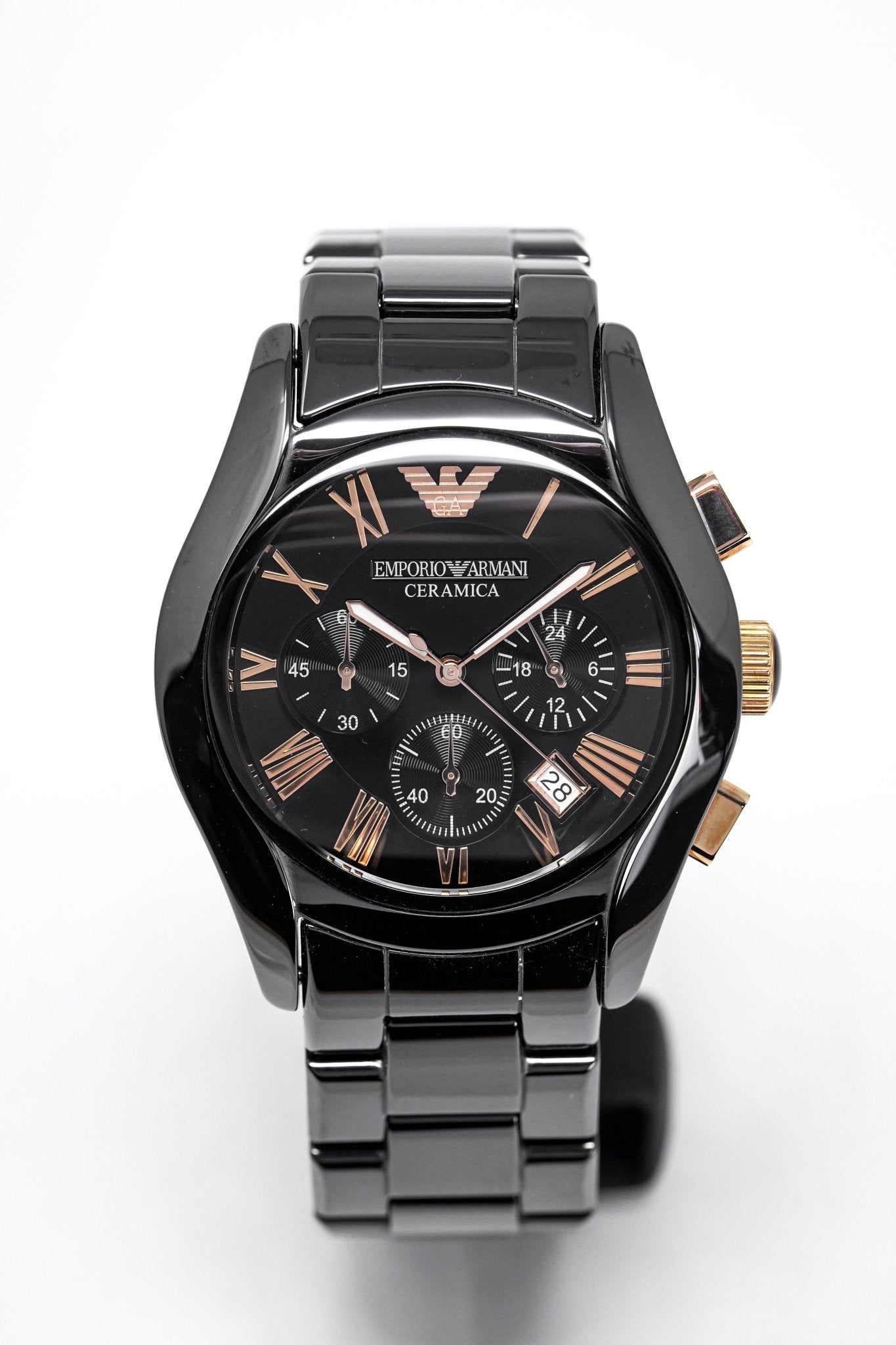 Emporio Armani Valente Ceramica Chronograph Black Dial Watch For Men - AR1410 Watches Emporio Armani   