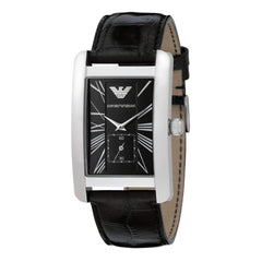 Emporio Armani Black Dial Black Leather Strap Watch For Men - AR0143 Watches Emporio Armani   