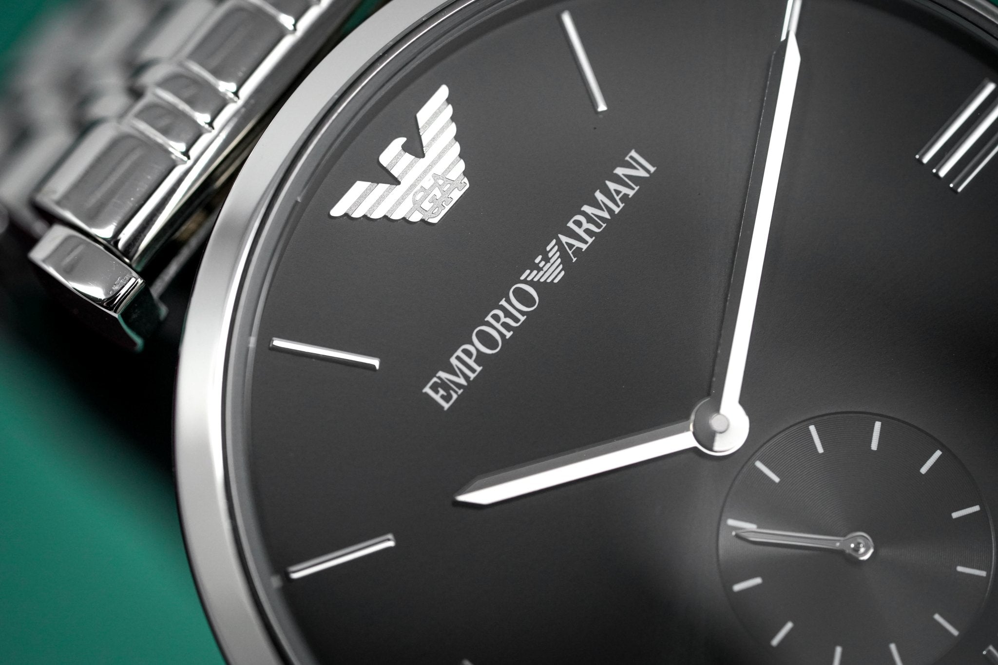 Emporio Armani Retro Black Dial Stainless Steel Watch For Men - AR1676 Watches Emporio Armani   