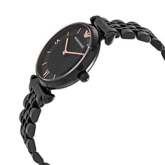 Emporio Armani Gianni T Bar All Black Diamond Dial Watch For Women - AR11245 Watches Emporio Armani   