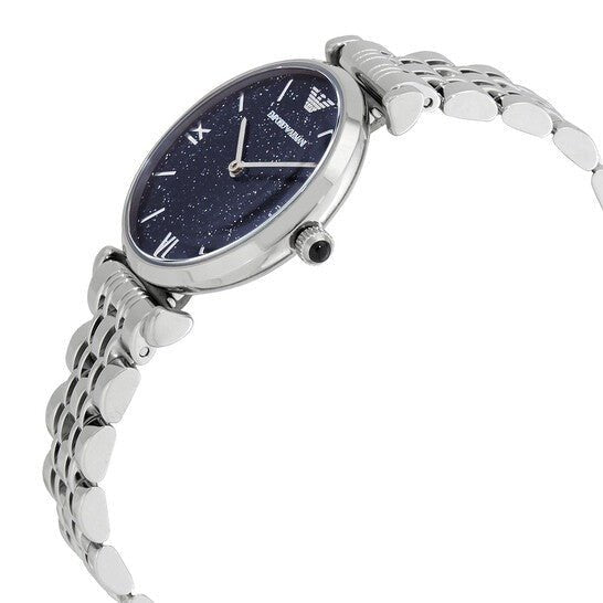 Emporio Armani Gianni T Bar Dark Blue Dial Silver Stainless Steel Watch For Women - AR11091 Watches Emporio Armani   