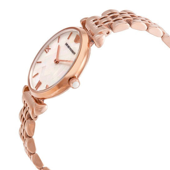 Emporio Armani Mother of Pearl Dial Rose Gold Stainless Steel Watch For Women - AR11110 Watches Emporio Armani   