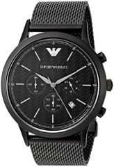 Emporio Armani Renato Chronograph Black Dial Black Mesh Bracelet Watch For Men - AR2498 Watches Emporio Armani   