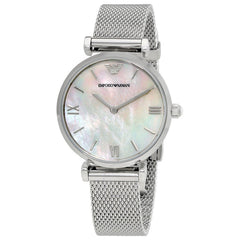 Emporio Armani Gianni T Bar Mother of Pearl Dial Stainless Steel Strap Watch For Women - AR1955 Watches Emporio Armani   