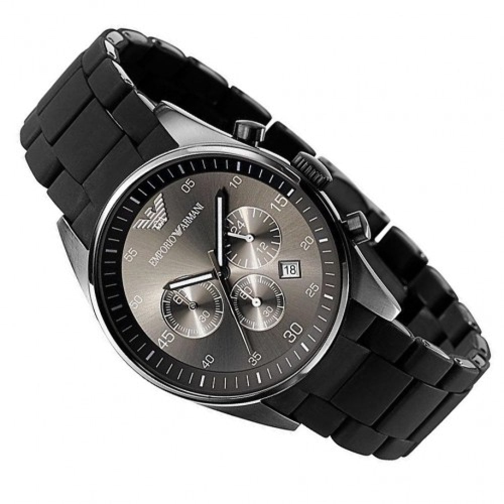 Emporio Armani Sportivo Chronograph Black Dial Black Stainless Steel Watch For Men - AR5889 Watches Emporio Armani   