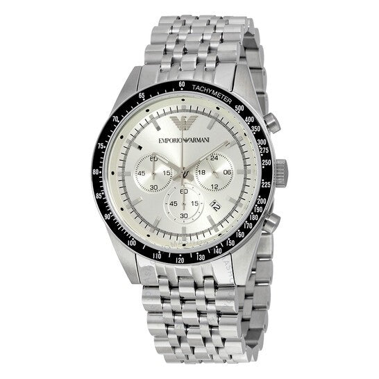 Emporio Armani Sportivo Chronograph Silver Dial Silver Stainless Steel Watch For Men - AR6073 Watches Emporio Armani   