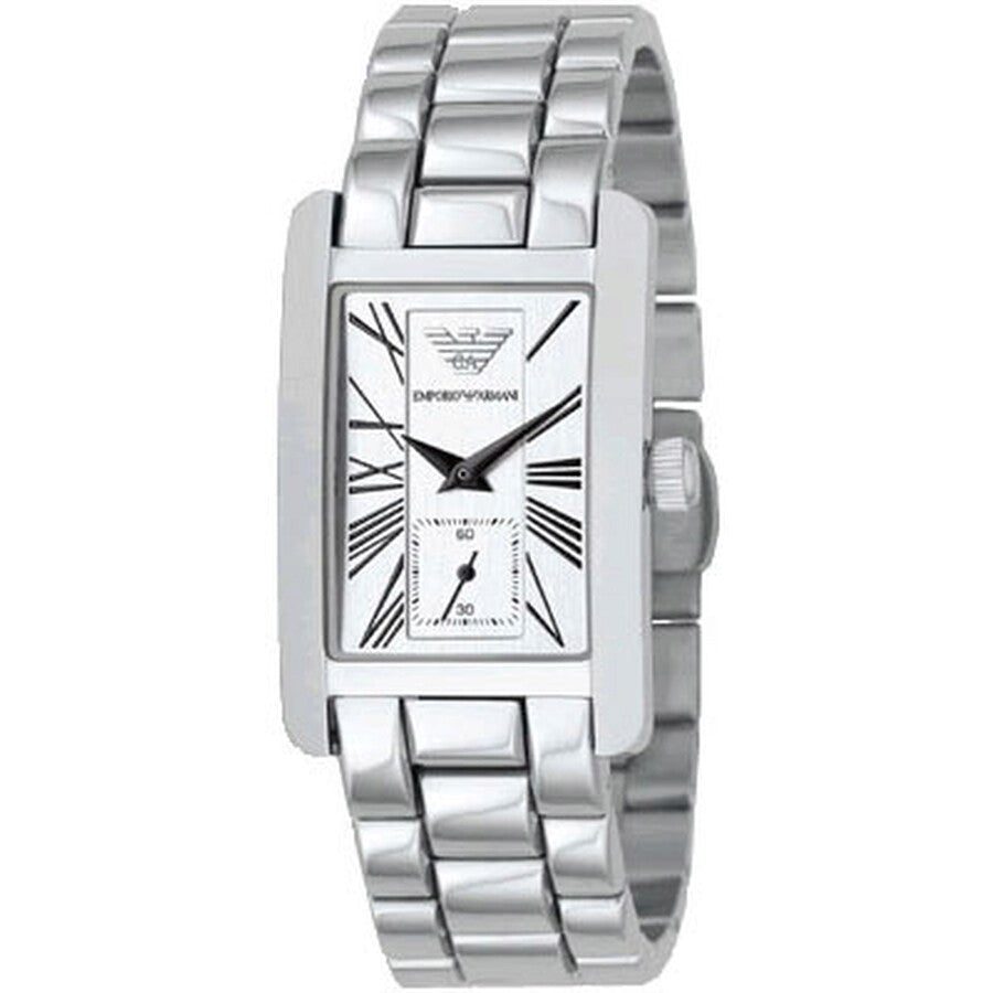 Emporio Armani White Dial Silver Stainless Steel Watch For Women - AR0146 Watches Emporio Armani   