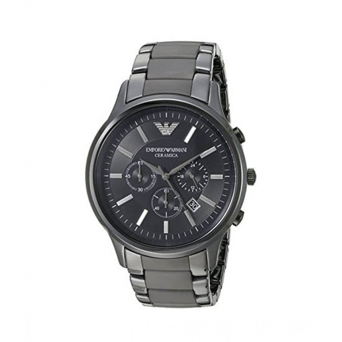 Emporio Armani Ceramica Chronograph Black Dial Black Stainless Steel Watch For Men - AR1451 Watches Emporio Armani   