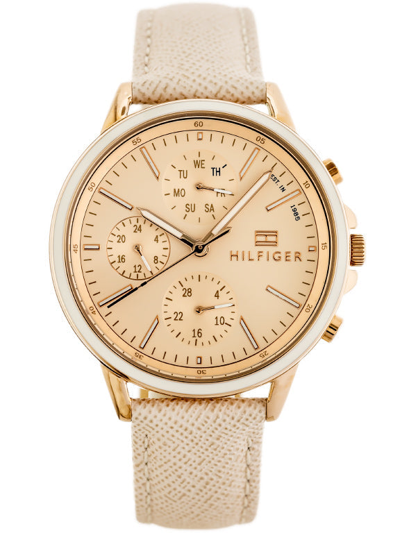 Tommy Hilfiger Carly Cream Dial Cream Leather Strap Watch for Women -1781789 Watches Tommy Hilfiger   