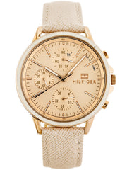 Tommy Hilfiger Carly Cream Dial Cream Leather Strap Watch for Women -1781789 Watches Tommy Hilfiger   