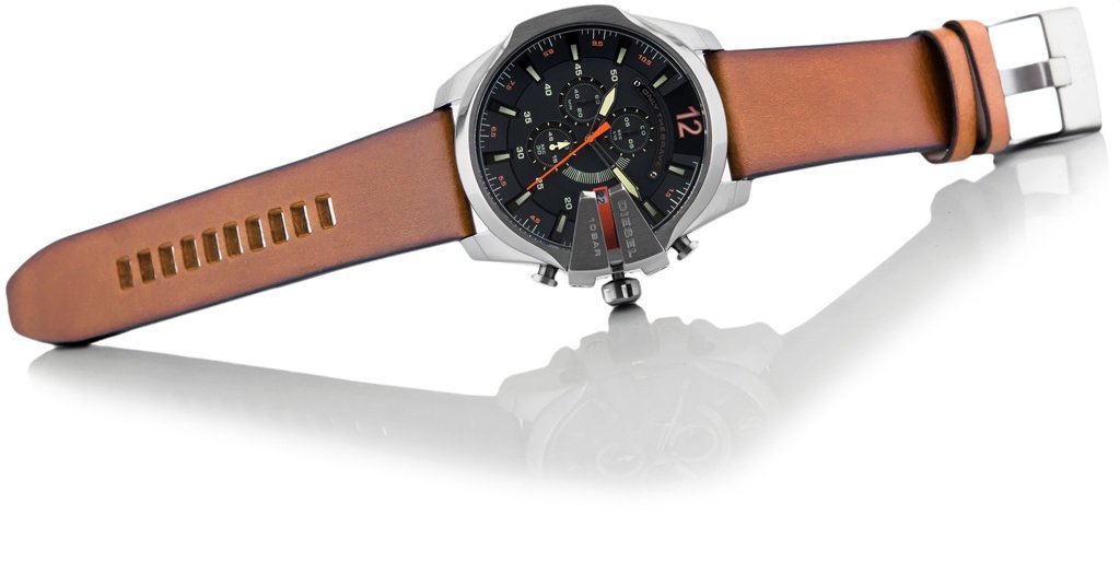 Diesel Mega Chief Quartz Chronograph Brown Leather Watch For Men - DZ4343 Watches Diesel   