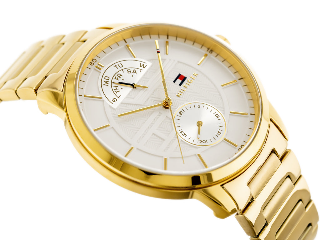 Tommy Hilfiger Hunter White Dial Gold Stainless Steel Strap Watch for Men - 1791609 Watches Tommy Hilfiger   