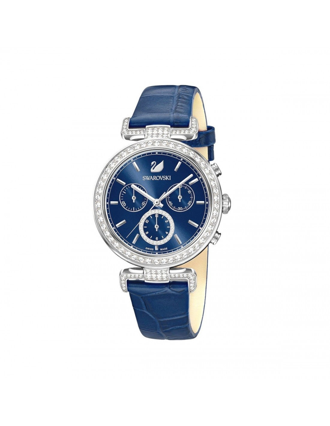 Swarovski Era Journey Blue Dial Blue Leather Strap Watch for Women - 5479239 Watches Swarovski   