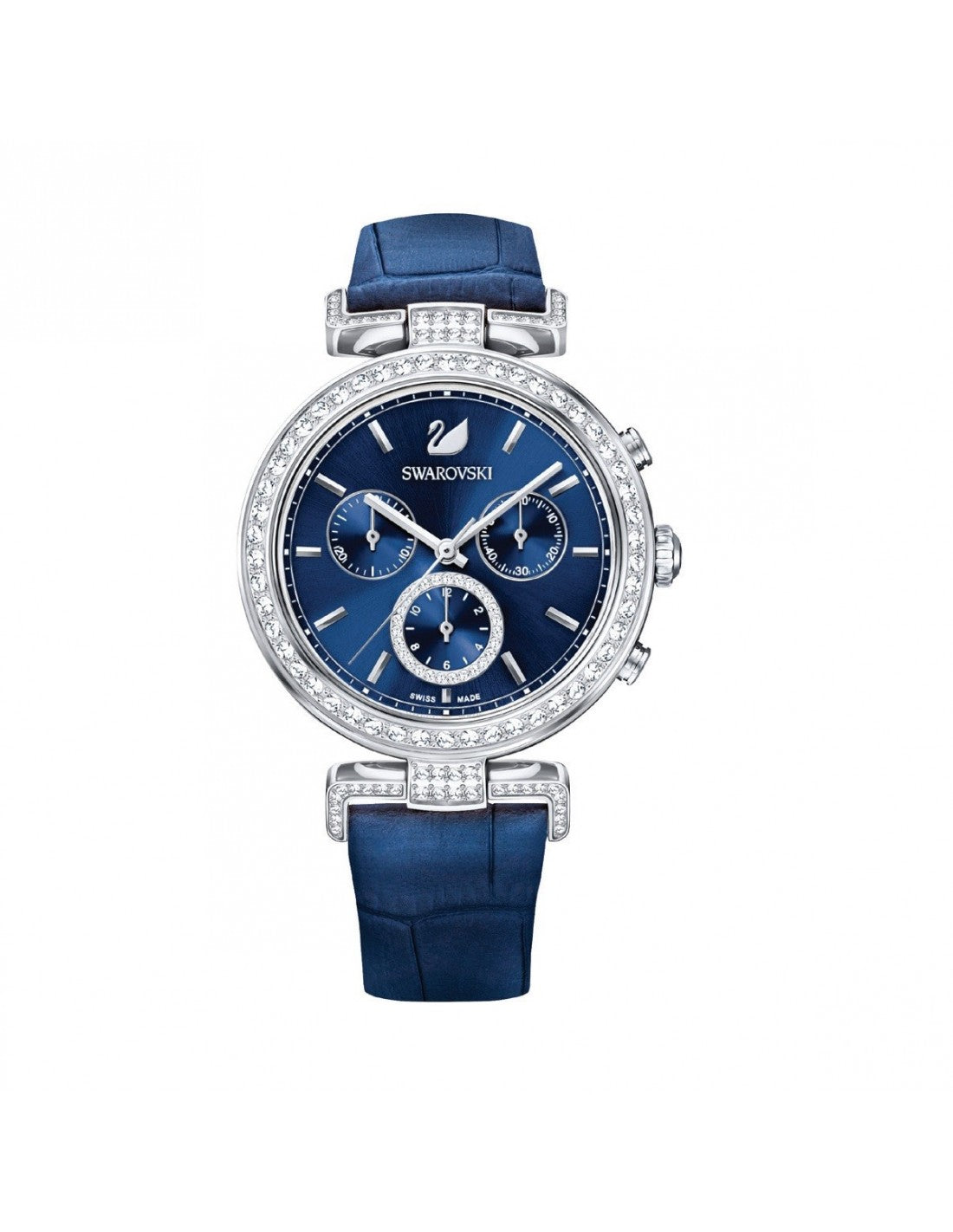 Swarovski Era Journey Blue Dial Blue Leather Strap Watch for Women - 5479239 Watches Swarovski   