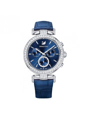 Swarovski Era Journey Blue Dial Blue Leather Strap Watch for Women - 5479239 Watches Swarovski   