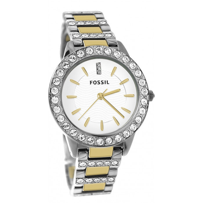 Fossil Jesse White Dial Two Tone Steel Strap Watch for Women - ES2409 Watches Fossil   