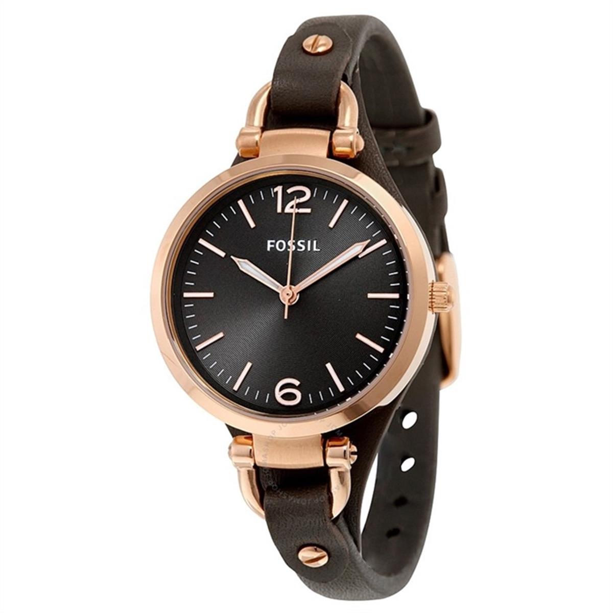 Fossil Georgia Smoke Grey Dial Grey Leather Strap Watch for Women - ES3077 Watches Fossil   