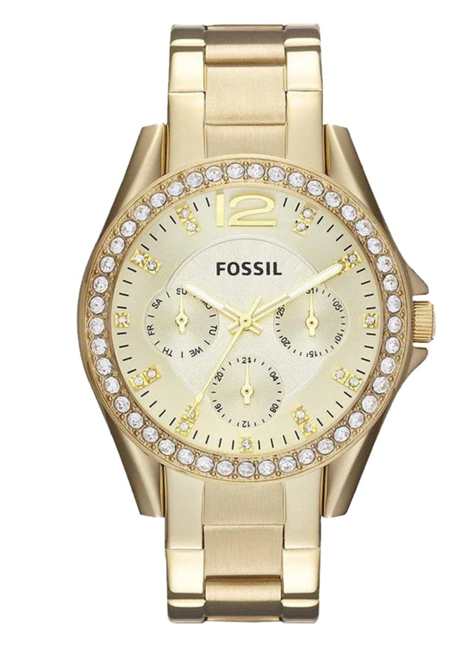 Fossil Riley Gold Dial Gold Steel Strap Watch for Women - ES3203 Watches Fossil   