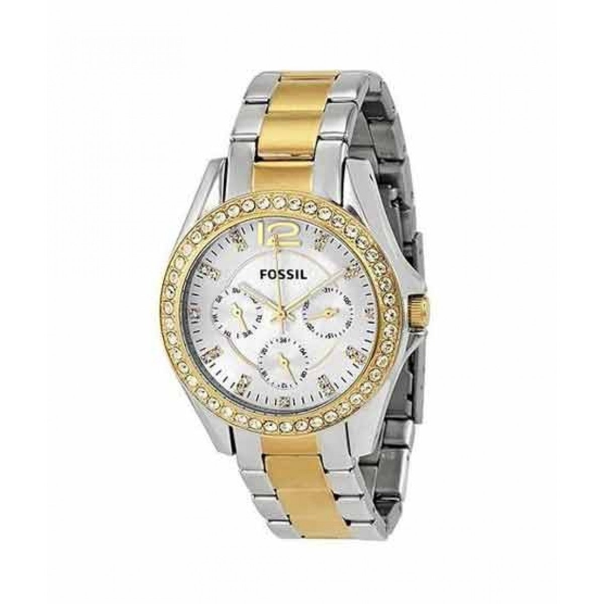 Fossil Riley White Dial Two Tone Steel Strap Watch for Women - ES3204 Watches Fossil   