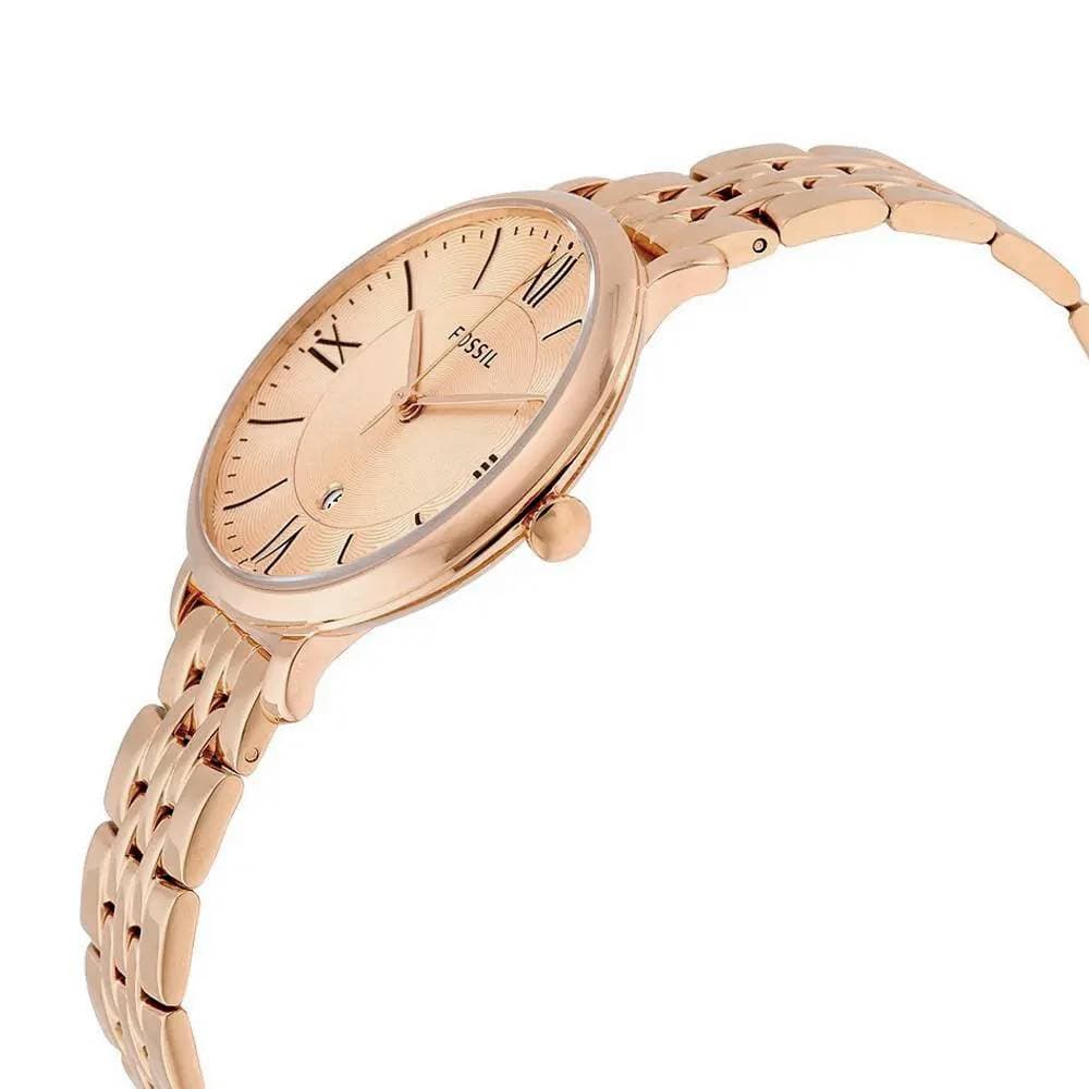 Fossil Jacqueline Rose Gold Dial Rose Gold Steel Strap Watch for Women - ES3435 Watches Fossil   