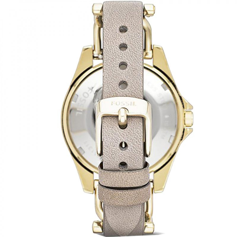 Fossil Riley Gold Dial Grey Leather Strap Watch for Women - ES3465 Watches Fossil   