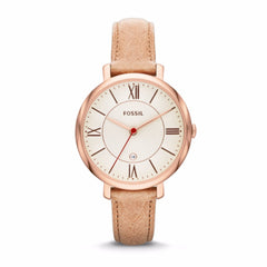 Fossil Jacqueline White Dial Sand Leather Strap Watch for Women - ES3487 Watches Fossil   