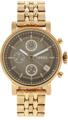 Fossil Boyfriend Chronograph Brown Dial Rose Gold Steel Strap Watch for Women - ES3494 Watches Fossil   