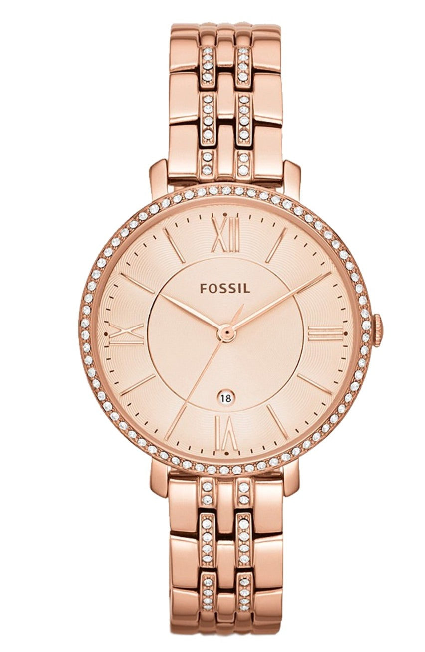 Fossil Jacqueline Rose Gold Dial Rose Gold Steel Strap Watch for Women - ES3546 Watches Fossil   