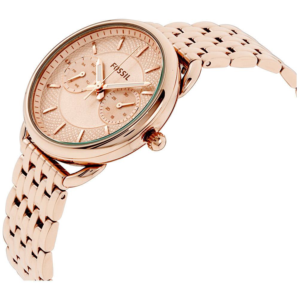 Fossil Tailor Rose Gold Dial Rose Gold Stainless Steel Strap Watch for Women - ES3713 Watches Fossil   