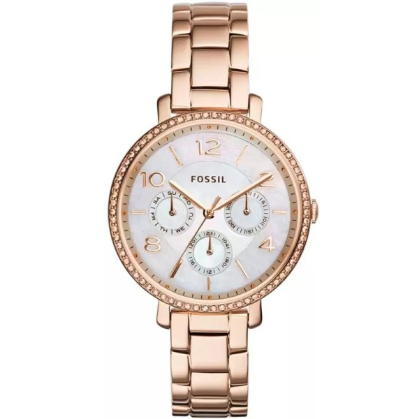 Fossil Jacqueline Multi Function Mother of Pearl Dial Rose Gold Steel Strap Watch for Women - ES3757 Watches Fossil   